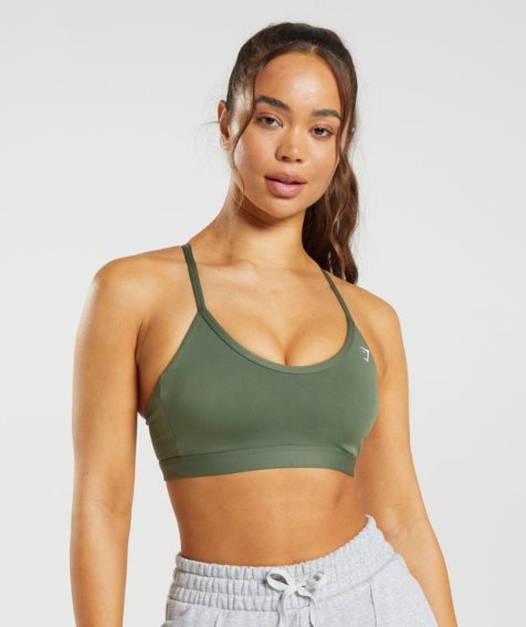 Staniki Sportowe Gymshark V Neck Damskie Oliwkowe | PL 093PEC